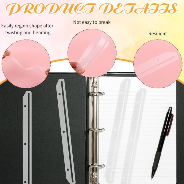 100 Pcs 3 Hole Punched Magazine Holders for Binders 11.8In Plastic Magazine Organizer 3 Ring Binder Insert Strips Clear Magazine Collector for File Book Craft Paper - Image 3