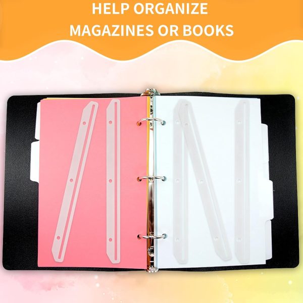 100 Pcs 3 Hole Punched Magazine Holders for Binders 11.8In Plastic Magazine Organizer 3 Ring Binder Insert Strips Clear Magazine Collector for File Book Craft Paper - Image 6